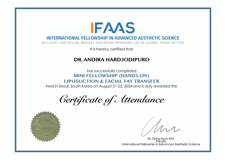 Dr. Andira – Sertifikat International Fellowship Aesthetic Science